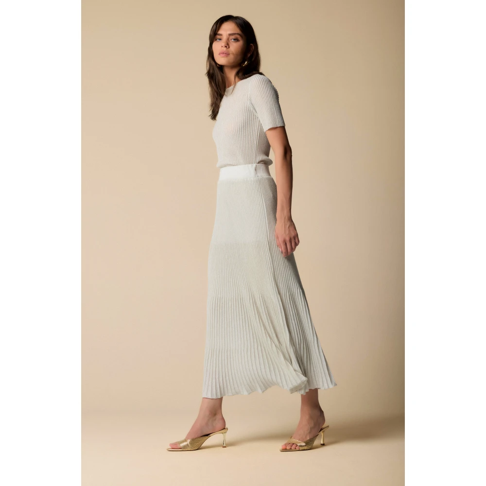 Kocca Geplooide Gebreide Maxi Rok White Dames