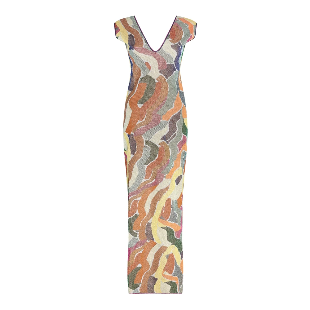 Circus Hotel Kleurrijke Print Midi Jurk met V-hals Multicolor Dames