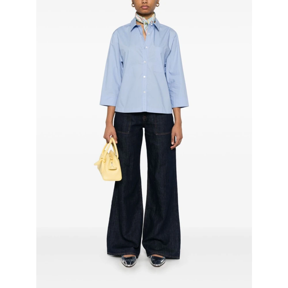 Woolrich Heldere Blauwe Button-Up Shirt Blue Dames