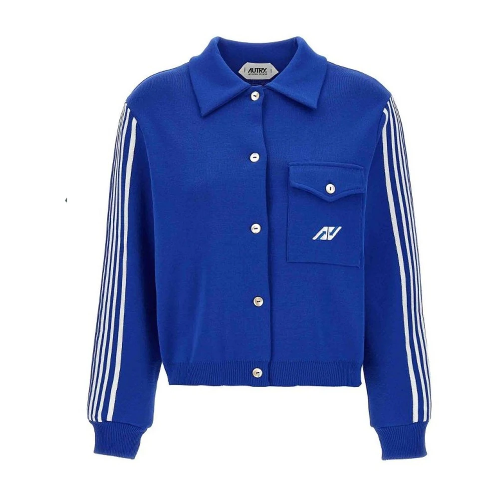 Autry Women's Blue Side Band Cardigan - Cardigans - L - Knitwear