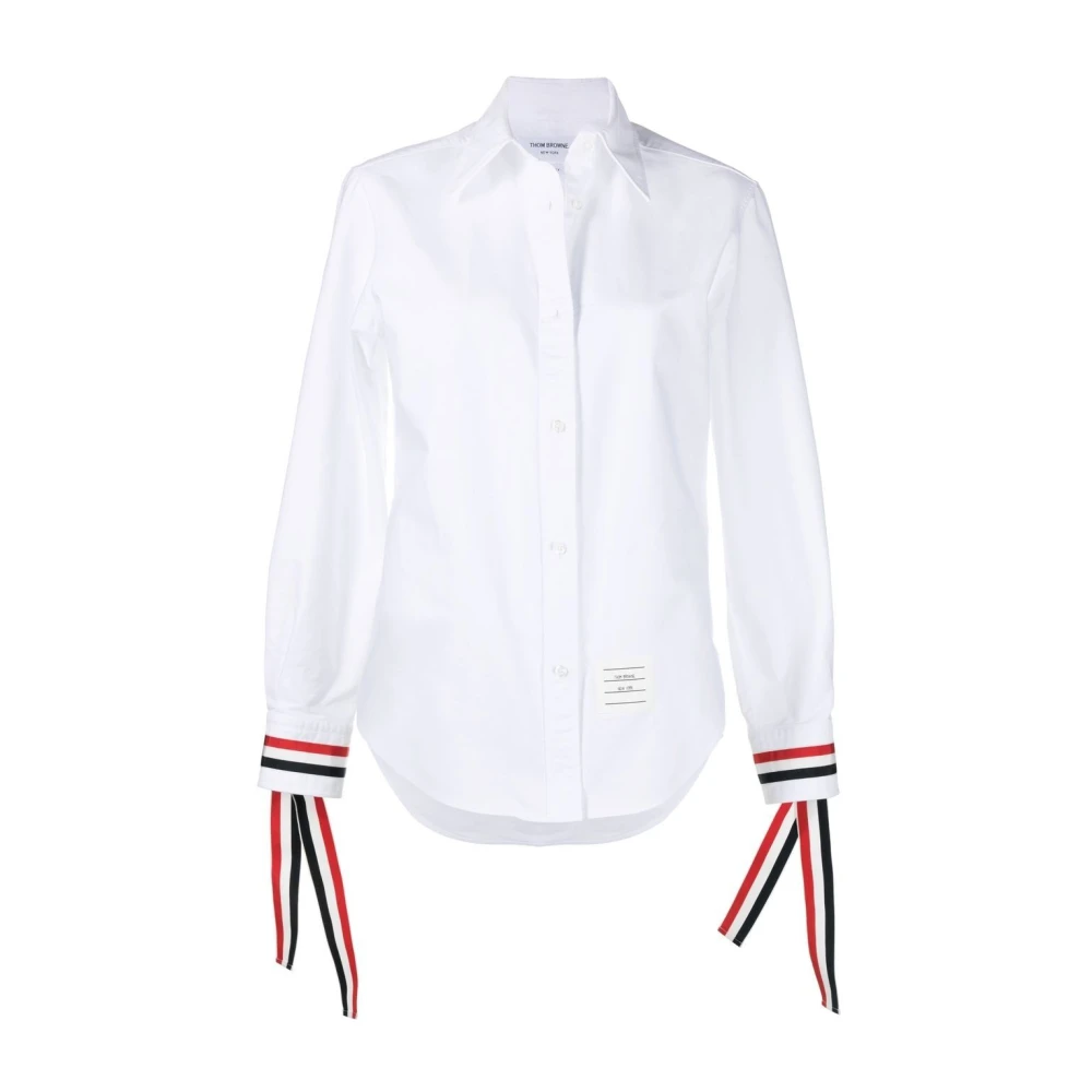 Thom Browne Witte Shirt met Logo en Lintdetails White Dames