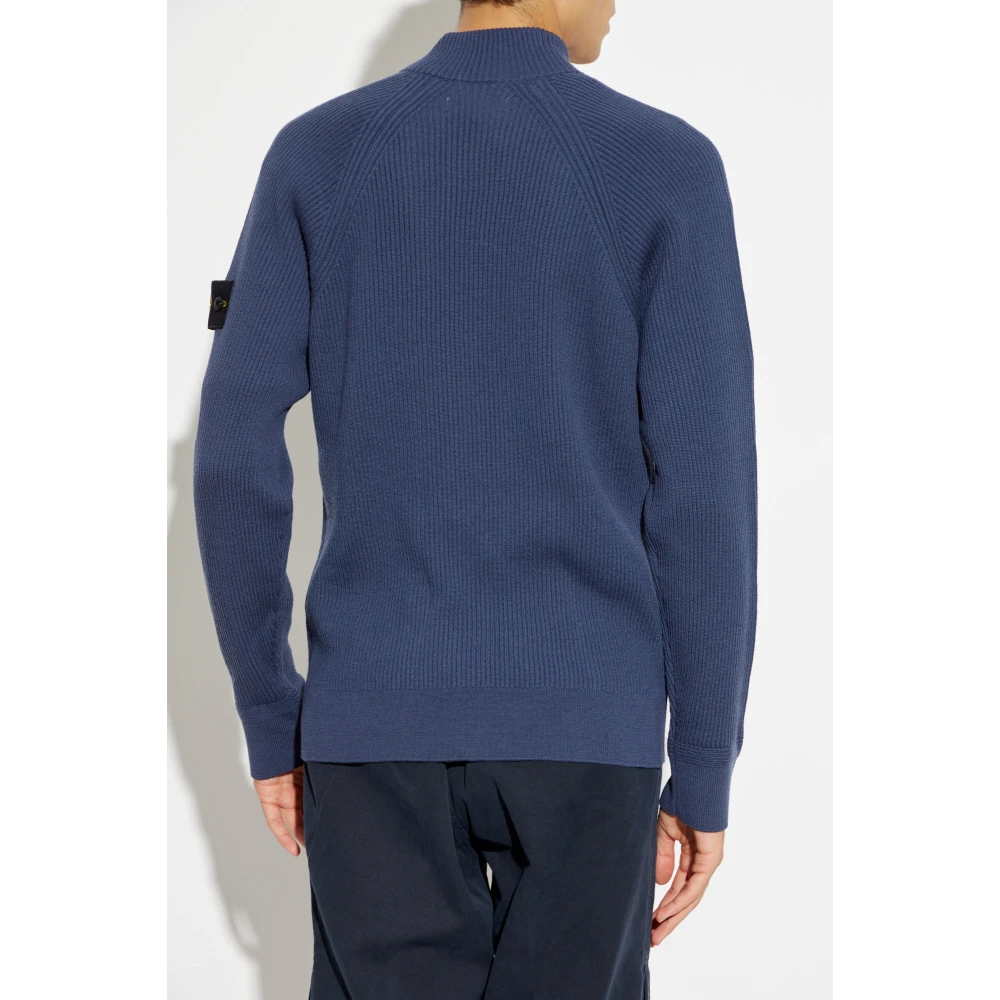Stone Island Geribbelde Vest Blue Heren