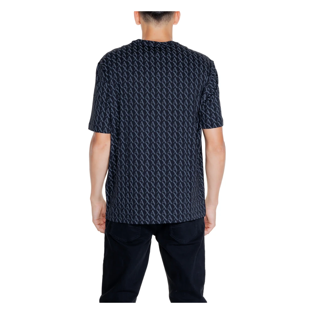 Armani Exchange Zwart Print Katoenen T-shirt Mannen Black Heren