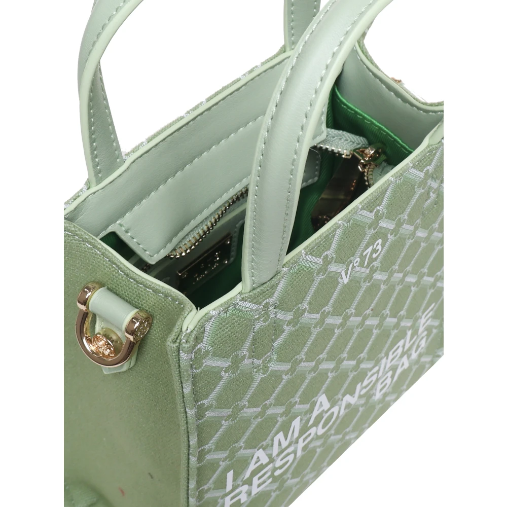 V73 Geometrische Print Eco-Vriendelijke Tas met Rits Green Dames