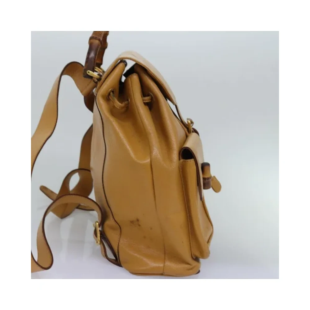 Gucci Vintage Pre-owned Leather backpacks Yellow Dames