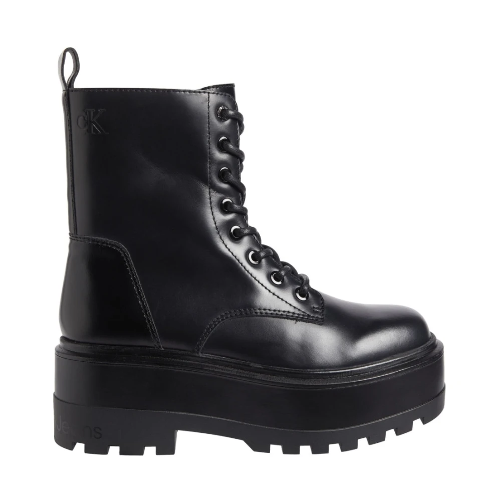 Calvin Klein Jeans Women's Black Lace Up Flatform Booties