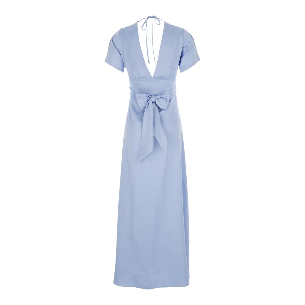 Plain Units Korte Mouw Lange Jurk Blue Dames