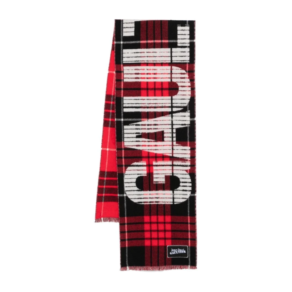 Jean Paul Gaultier Rood Zwart Wit Tartan Wollen Sjaal Multicolor Dames
