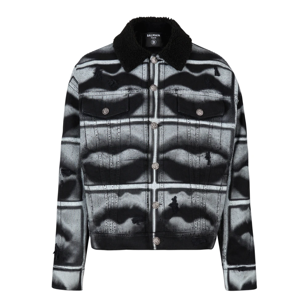 Balmain Spijkerjas met lippenprint Multicolor Heren