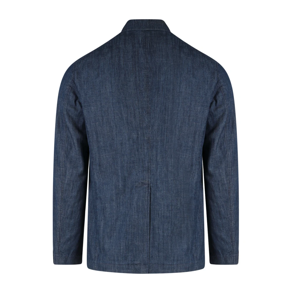 Tagliatore Denim Effect Katoenen Blazer Jas Blue Heren