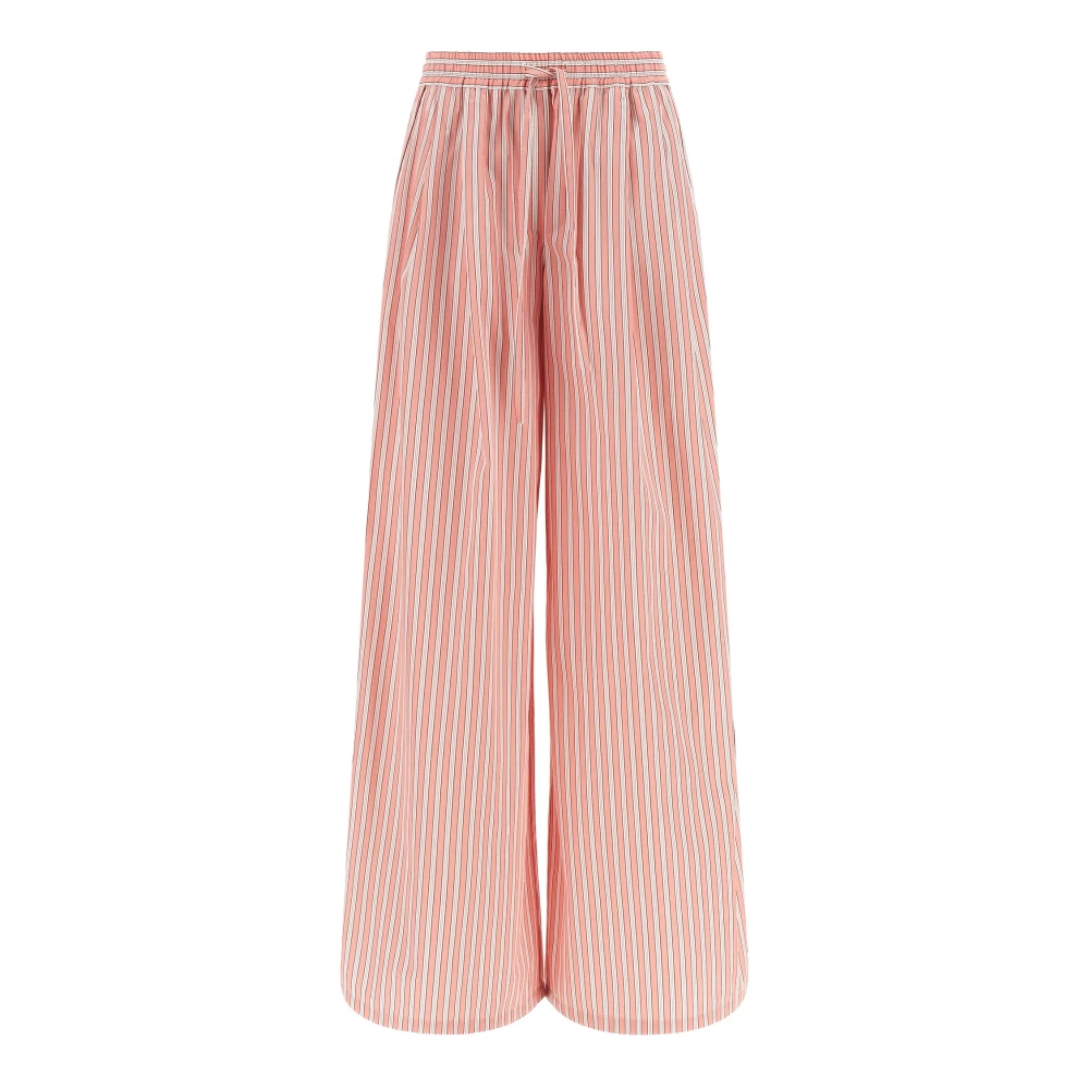 Dolce & Gabbana Women's Pink Wide Trousers, Xs, Striped Poplin Trousers