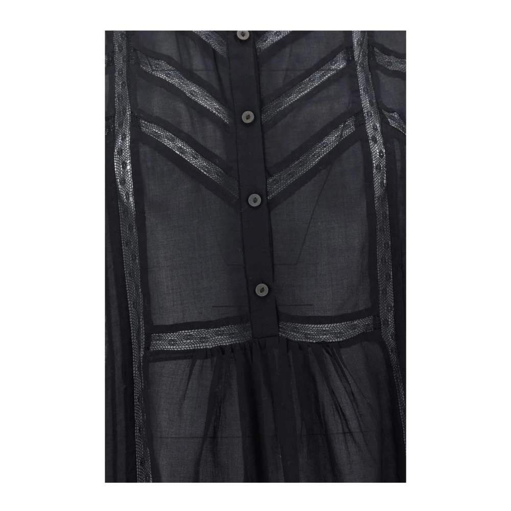 Isabel Marant Étoile Katoenen Overhemd met Kant en Mandarin Kraag Black Dames