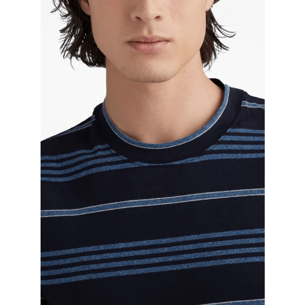 BRUNELLO CUCINELLI Gestreept Katoenen T-Shirt in Marineblauw Blue Heren