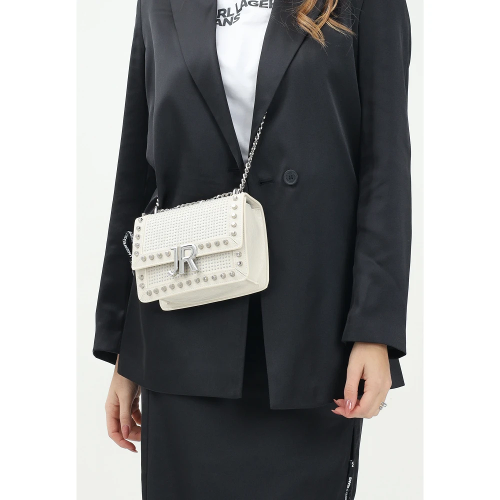 Richmond Witte Schoudertas met Zilveren Details White Dames