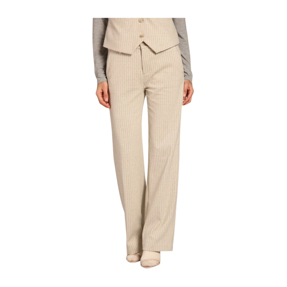 Mason's Beige Gestreepte Straight Chino Broek Beige Dames