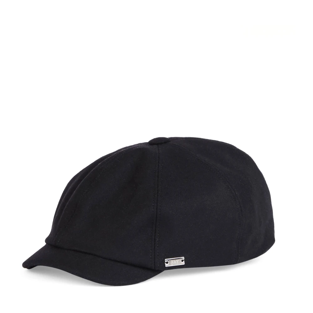 Fay Zwarte wollen blend baret met klep Black Dames