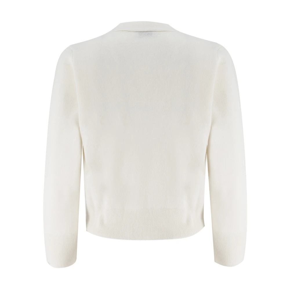PESERICO Cardigan met diepe halslijn en zak White Dames