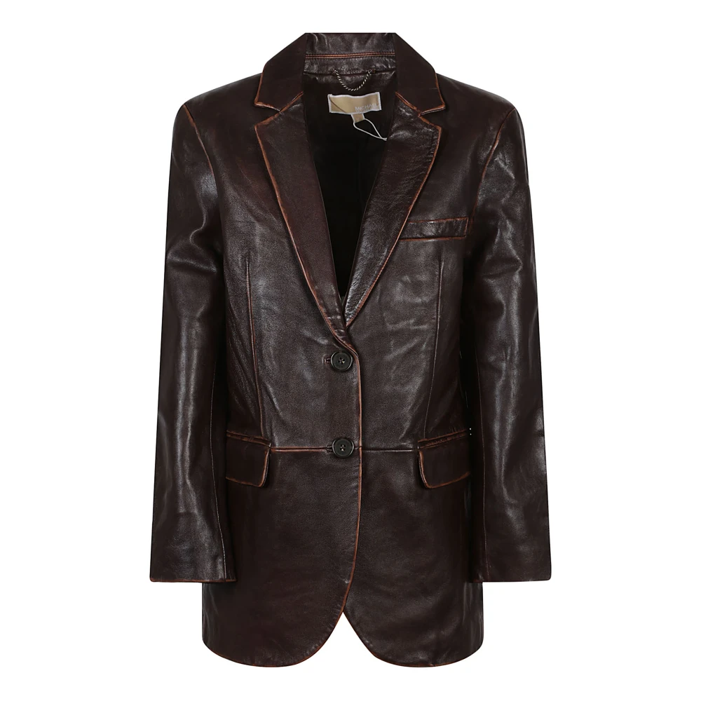 Michael Kors Leren blazer voor stijlvolle uitstraling Brown Dames