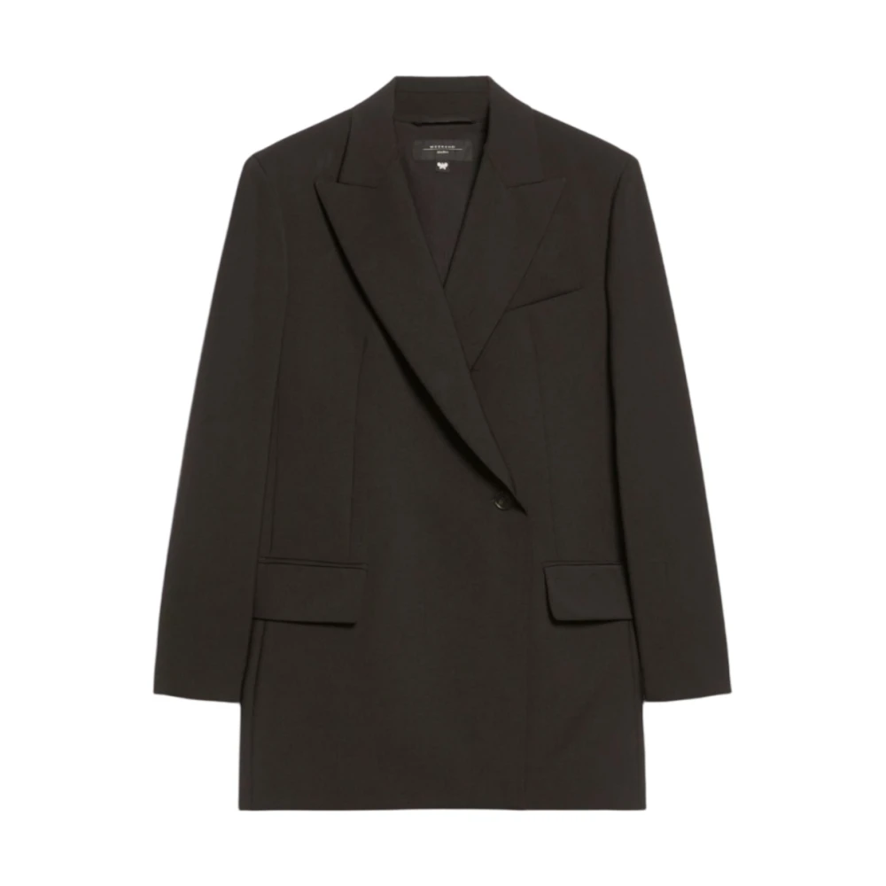 Max Mara Weekend Zwarte dubbelrijige wollen blazer Black Dames