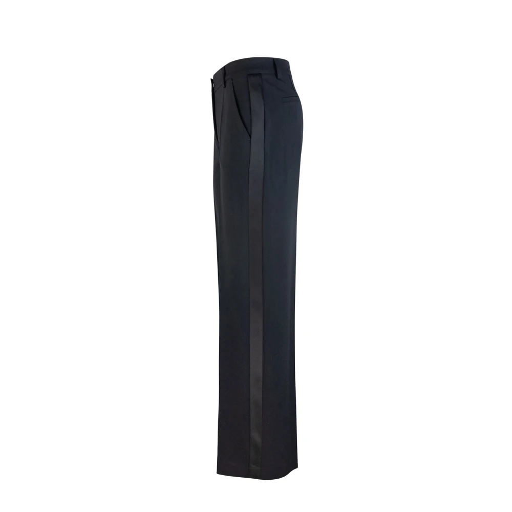 P.a.r.o.s.h. Zwarte Gabardine Broek met knoopsluiting Black Dames