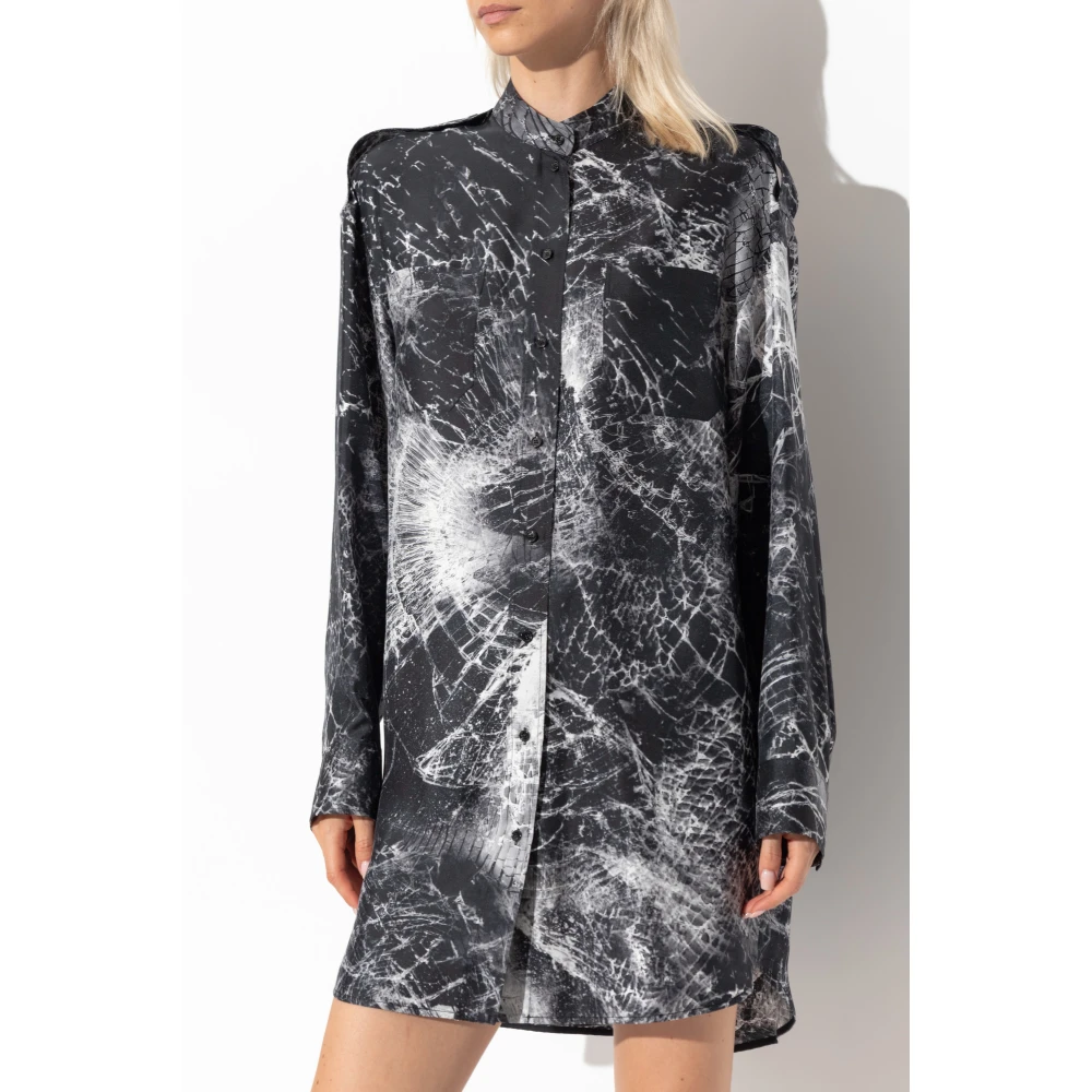 alexander mcqueen Zijden jurk met print Gray Dames
