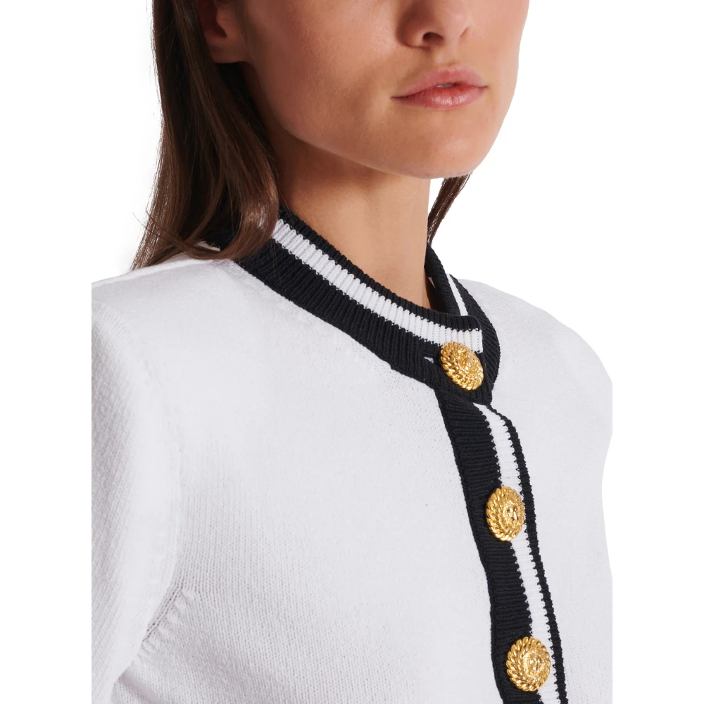 Balmain Handtekening gebreide vest White Dames