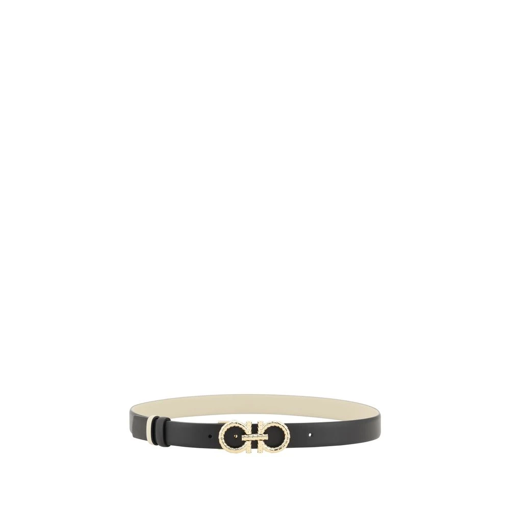 Salvatore Ferragamo Omkeerbare leren riem met Gancini gesp Black Dames