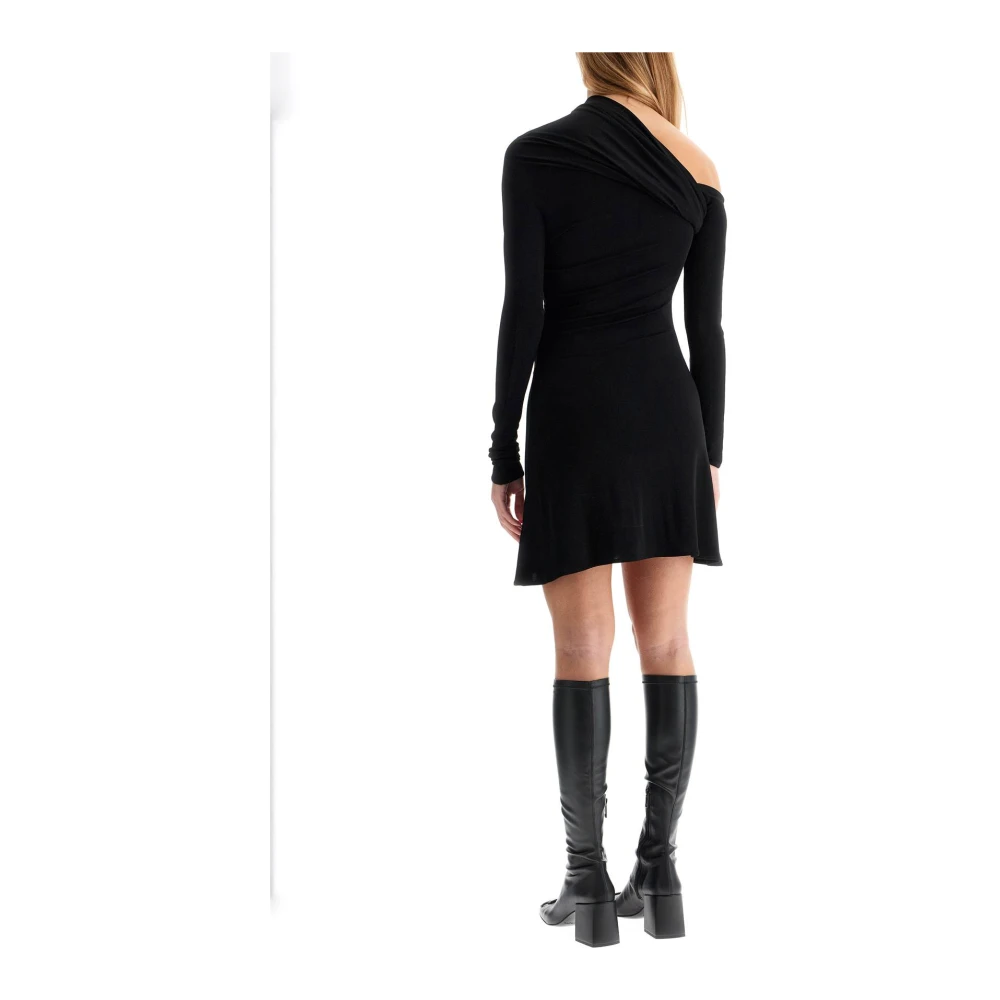 Courrèges Asymmetrische Off-Shoulder Mini Jurk Black Dames