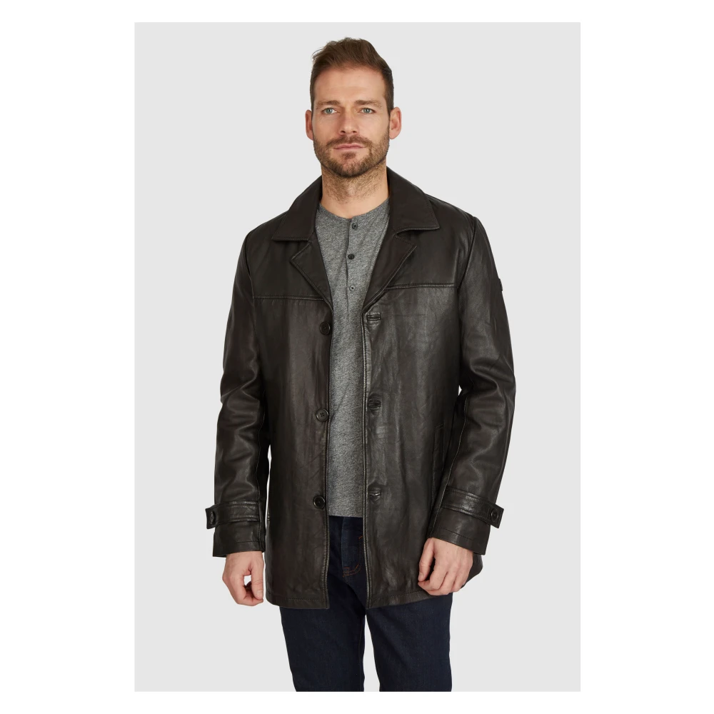 Bugatti Leren korte jas elegante herenstijl Black Heren