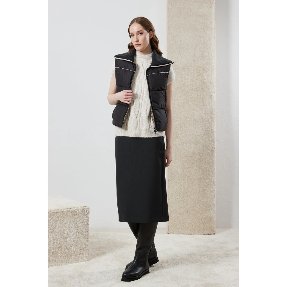 PESERICO Dubbele technische stof midi-rok Black Dames