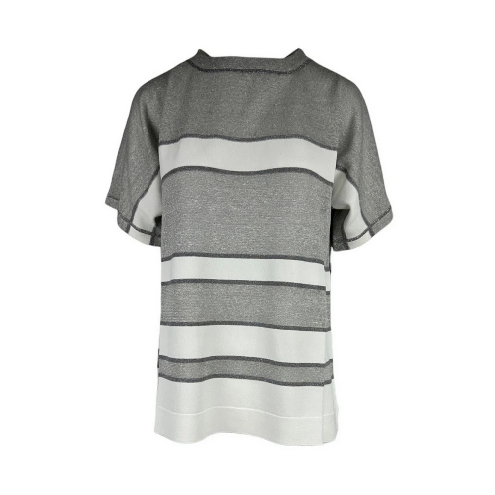 D.Exterior Gestreepte trui met halve mouwen en lurex Gray Dames