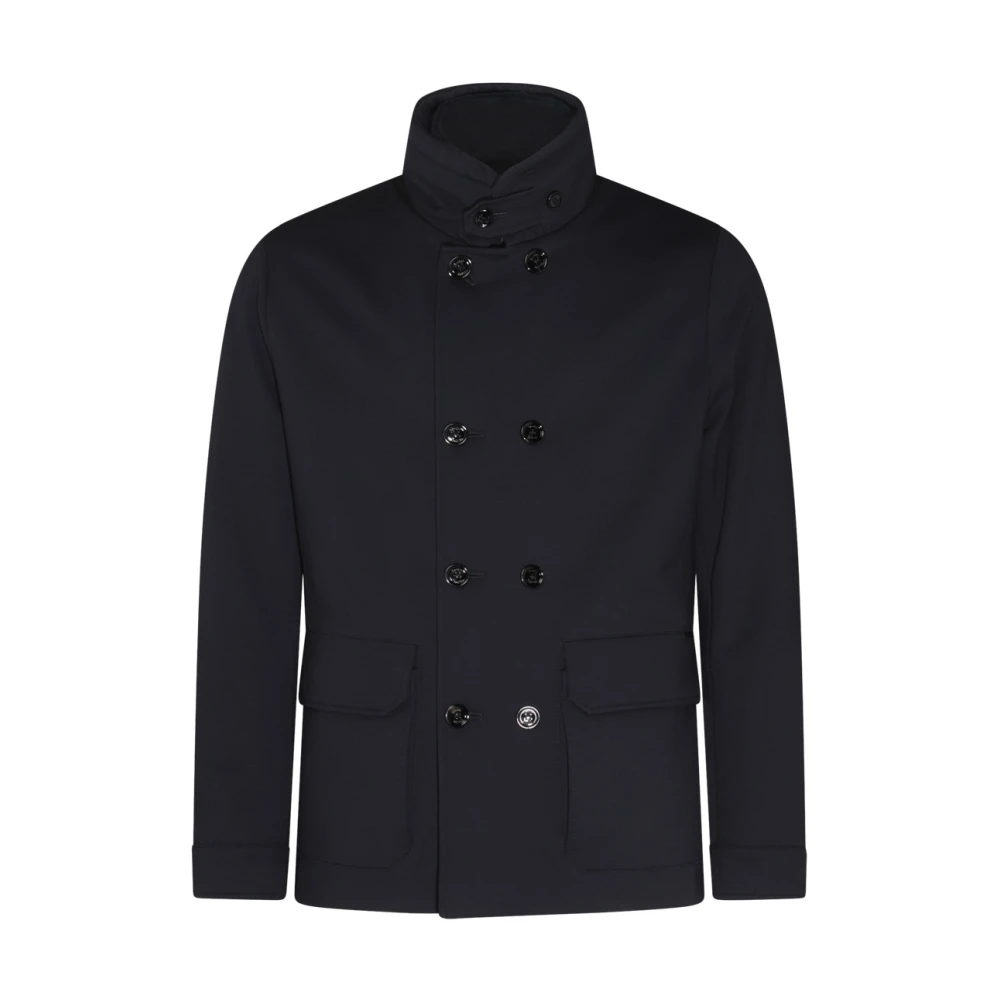 Moorer Donkerblauwe viscosejas met hoge hals Blue Heren