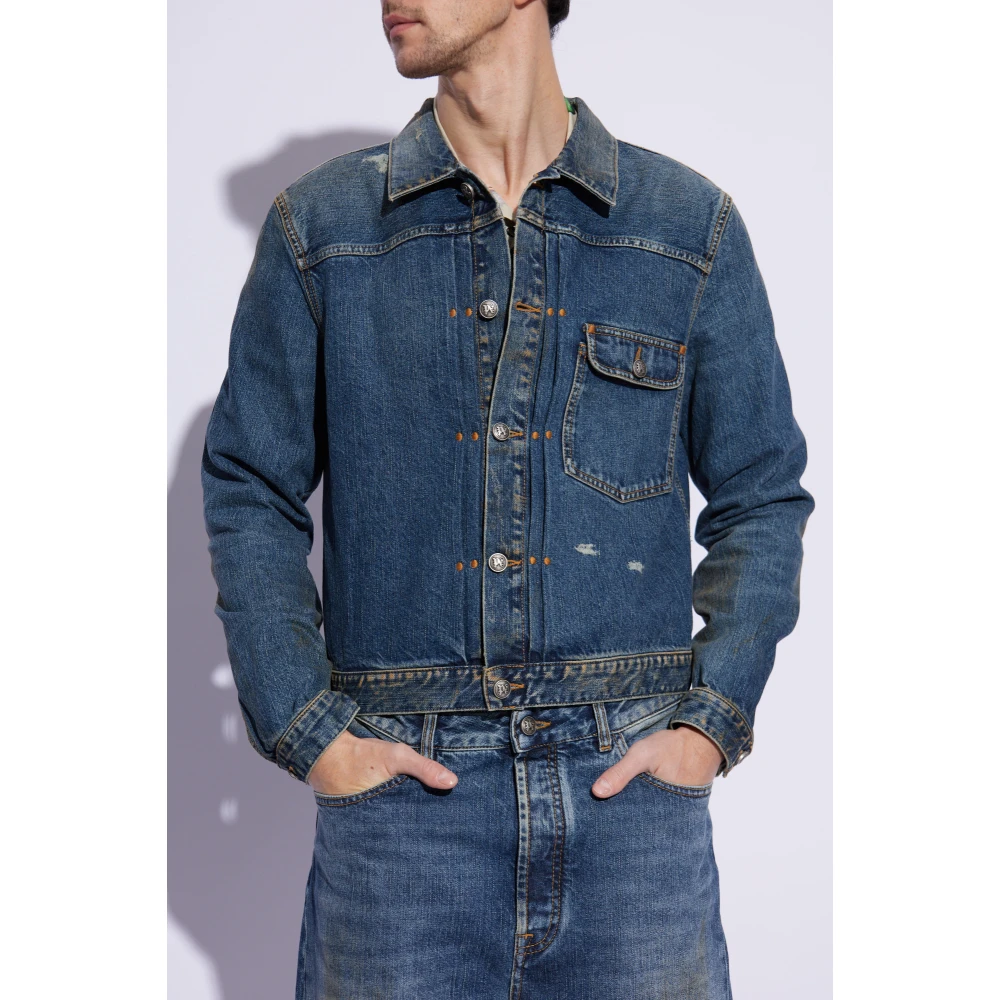 Palm Angels Denimjack met vintage-effect Blue Heren