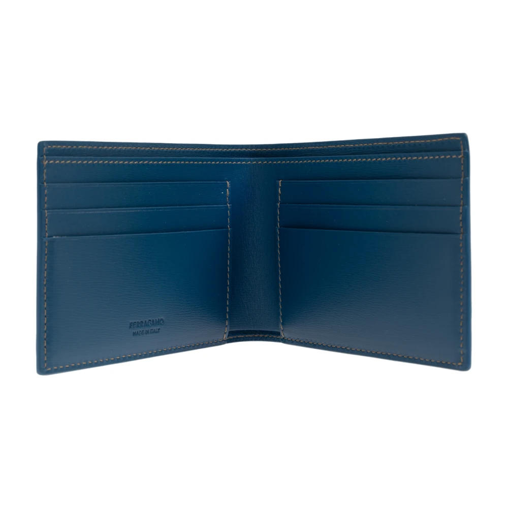 Salvatore Ferragamo Leren portemonnee Blue Heren