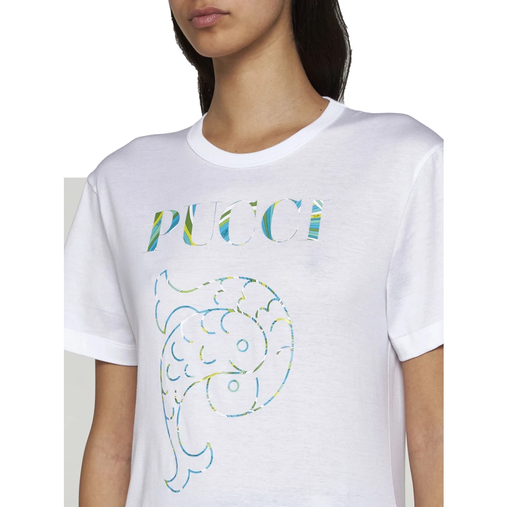 EMILIO PUCCI Witte T-shirts en Polos White Dames