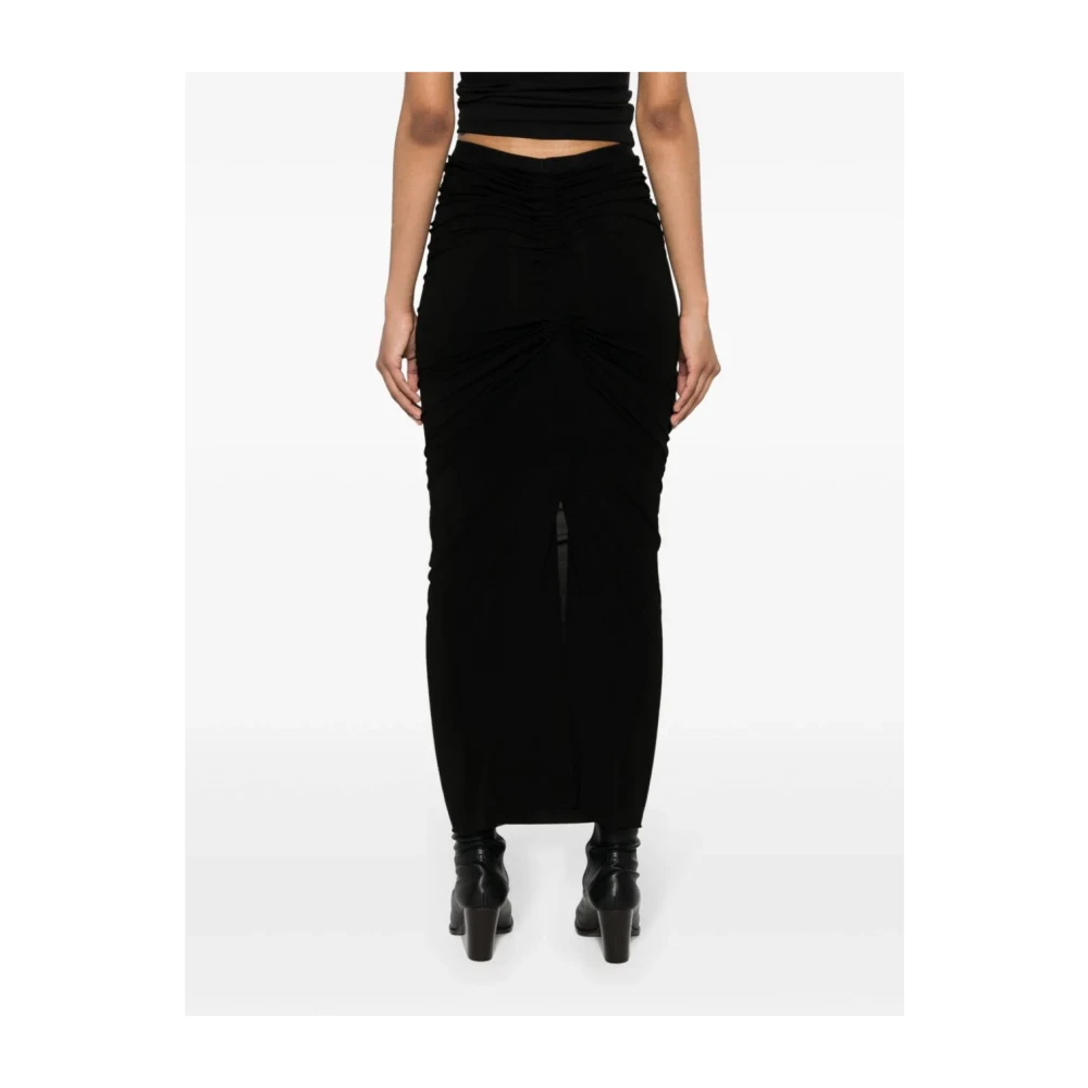 Rick Owens Zwarte Rok met Gedrapeerd Effect en Elastische Tailleband Black Dames