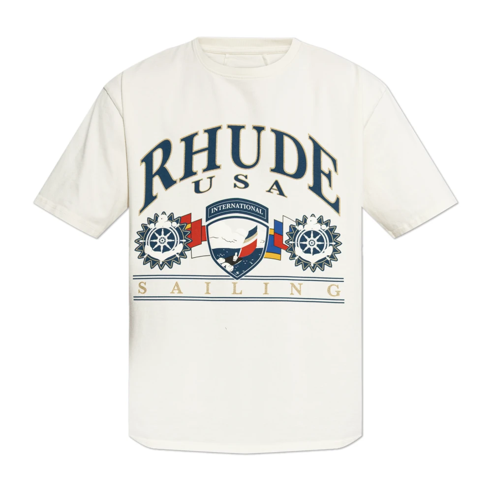 Rhude Men's Beige T-Shirts, M, T-Shirt With Logo