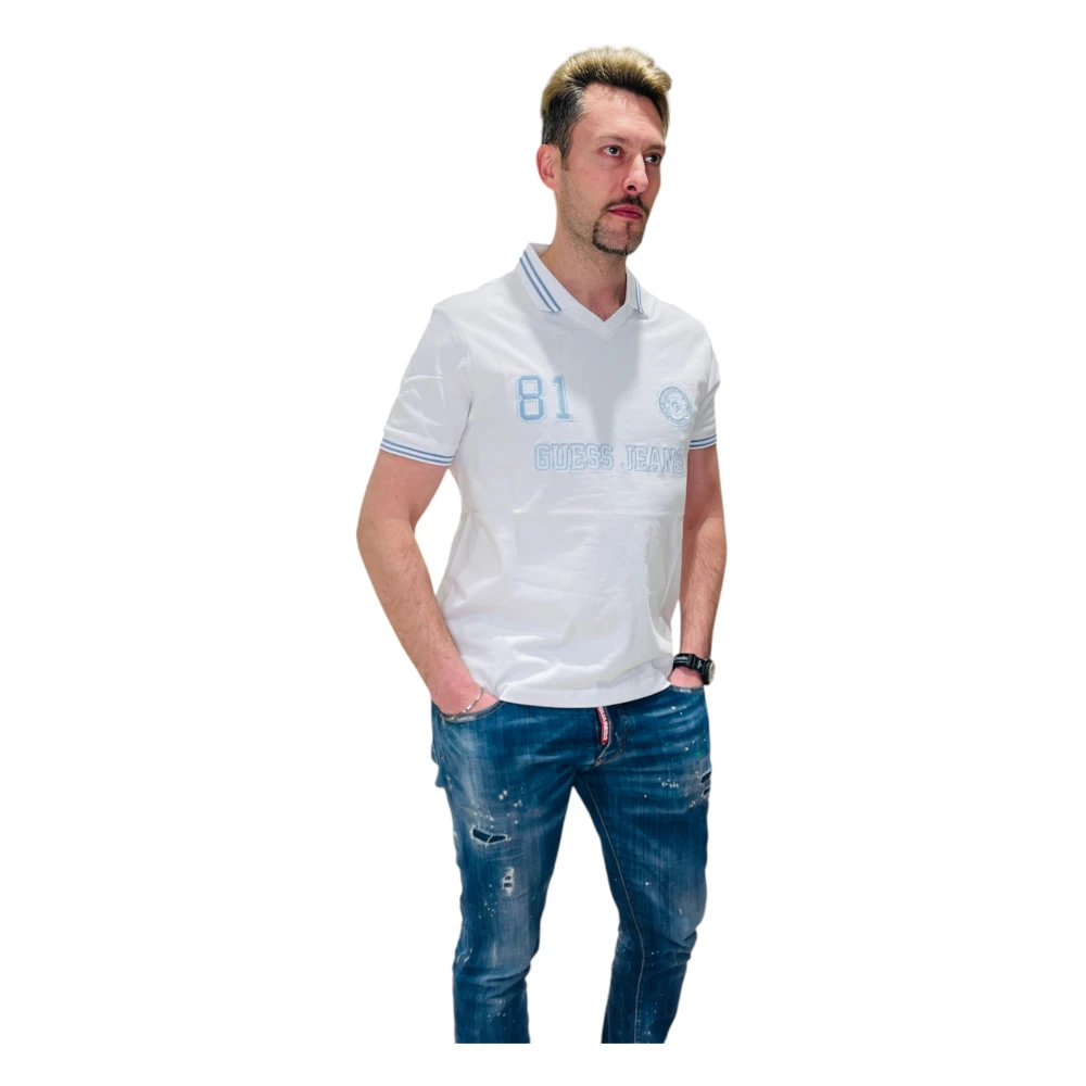 Guess Biologisch Katoenen Polo Shirt Soccer Stijl White Heren