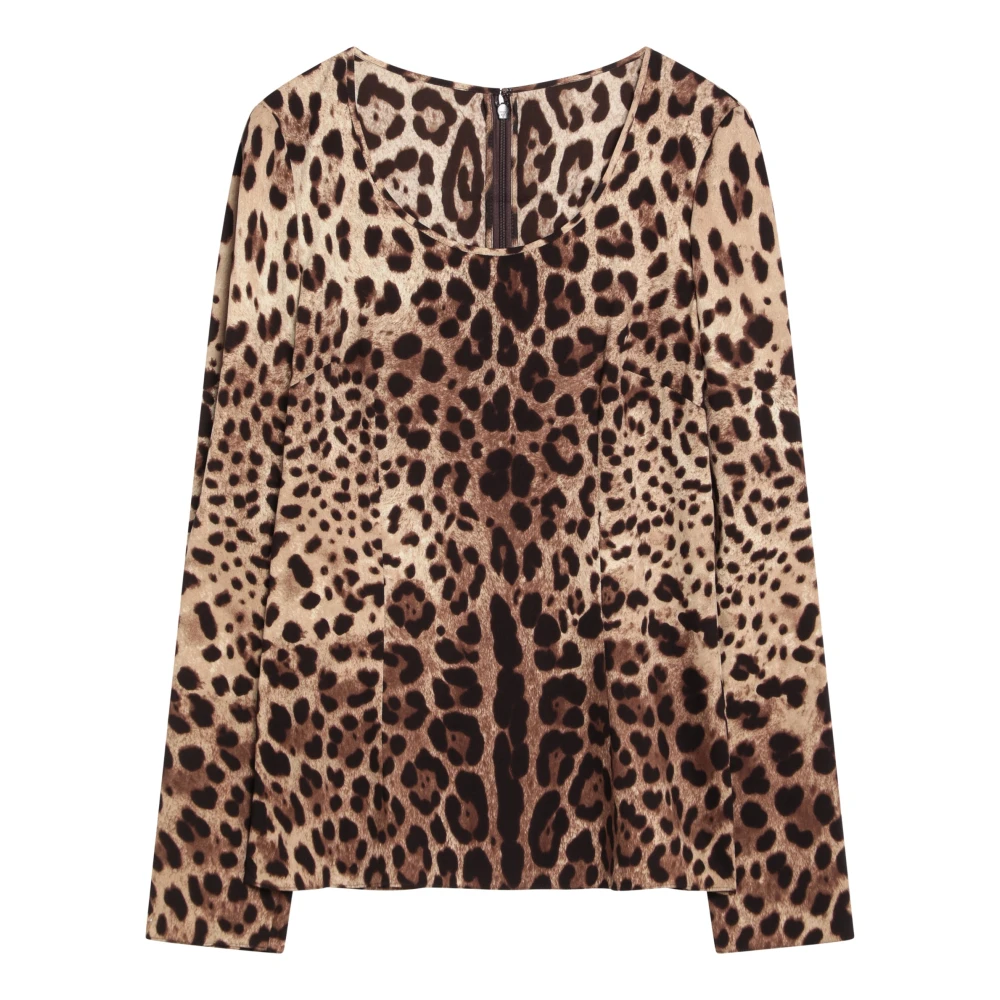 Dolce & Gabbana Stijlvolle Top met Girocollo Design Brown Dames