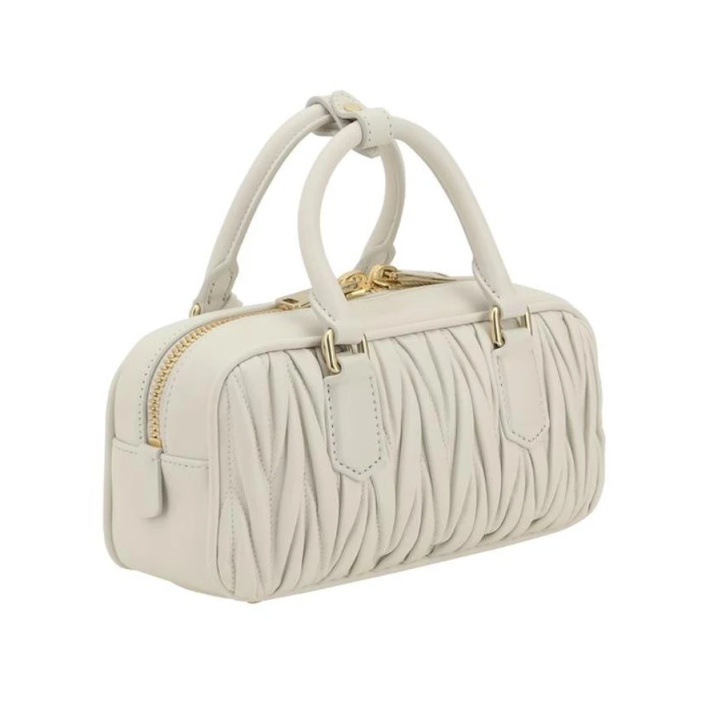 Miu Goudvergulde Monogram Handtas met Schouderband White Dames