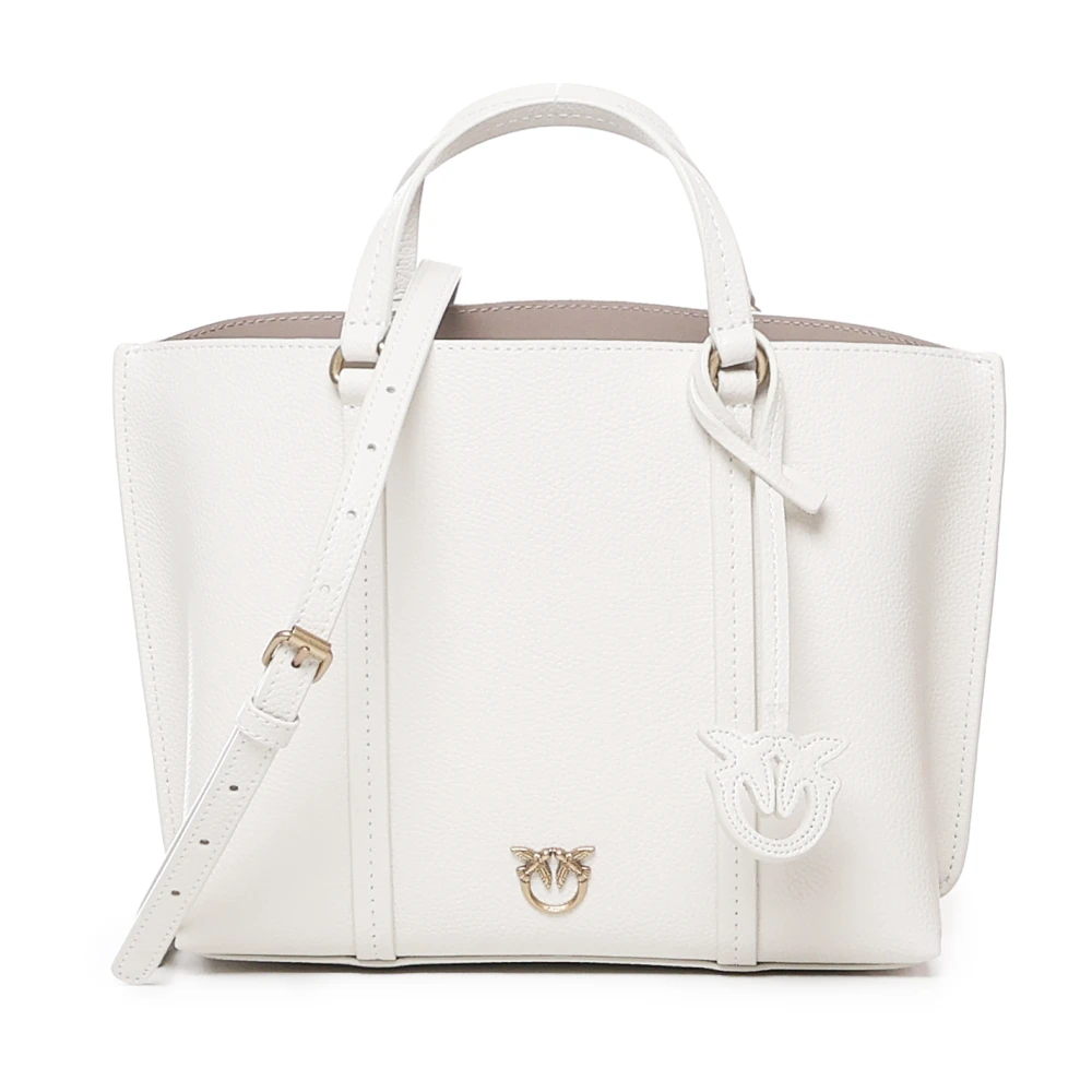 pinko Klassieke Leren Shopper Tas in Wit White Dames