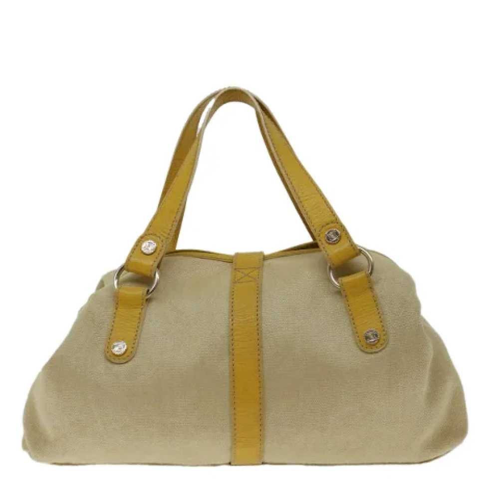 Celine Vintage Pre-owned Canvas handbags Yellow Dames