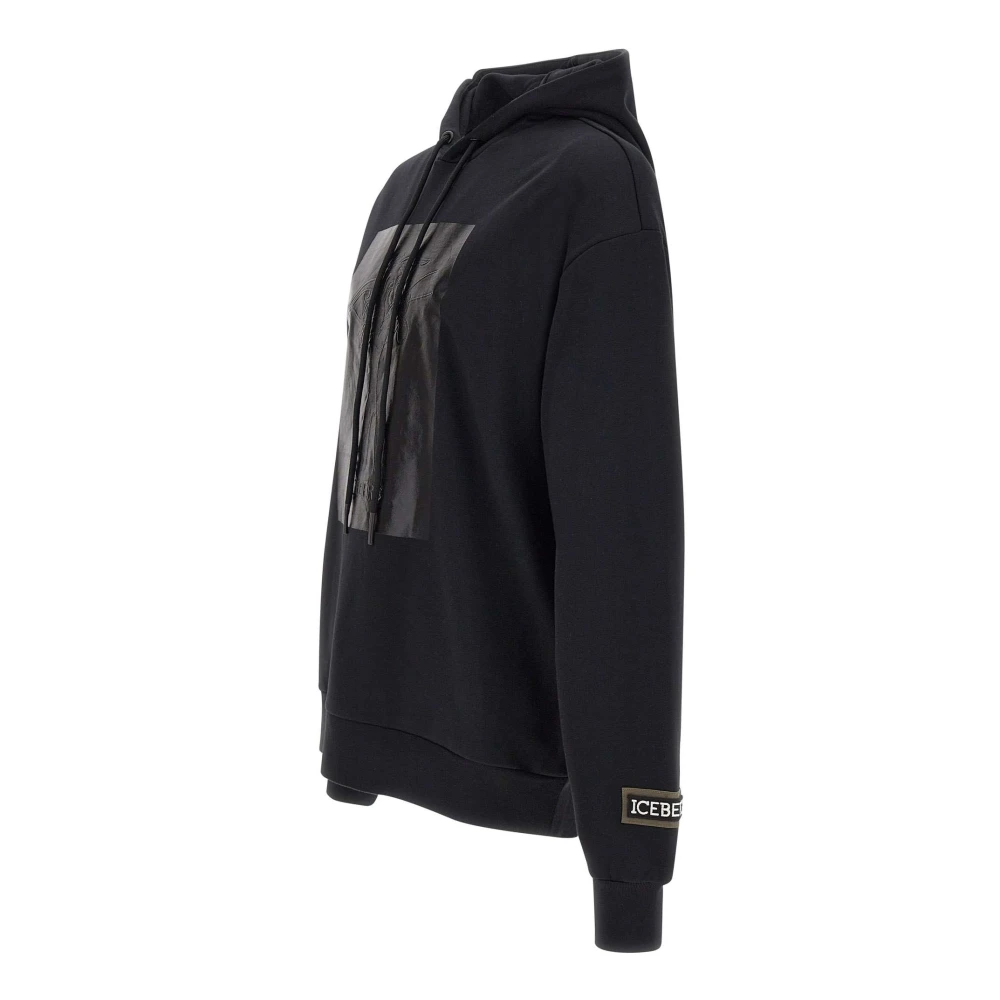 Iceberg Zwarte Katoenen Hoodie Black Heren