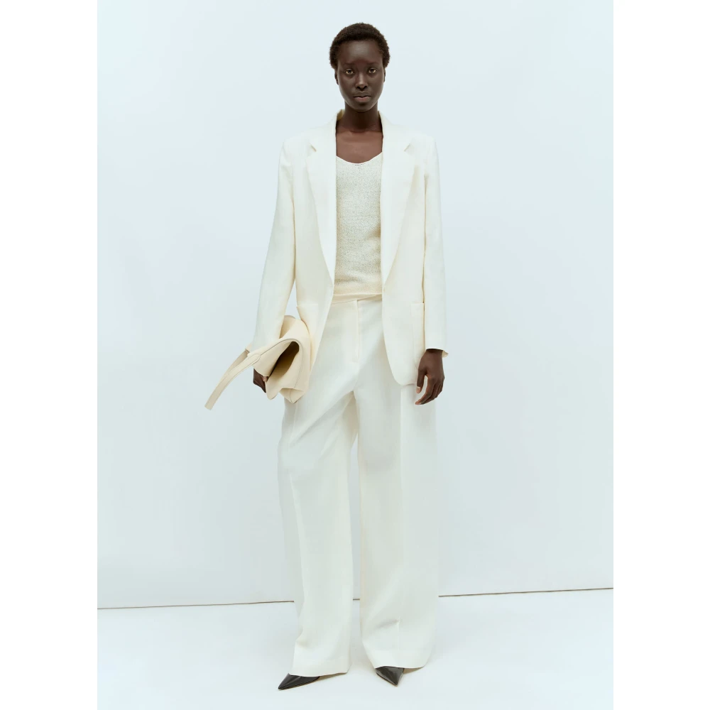 The Row Linnen Double-Breasted Blazer Beige Dames