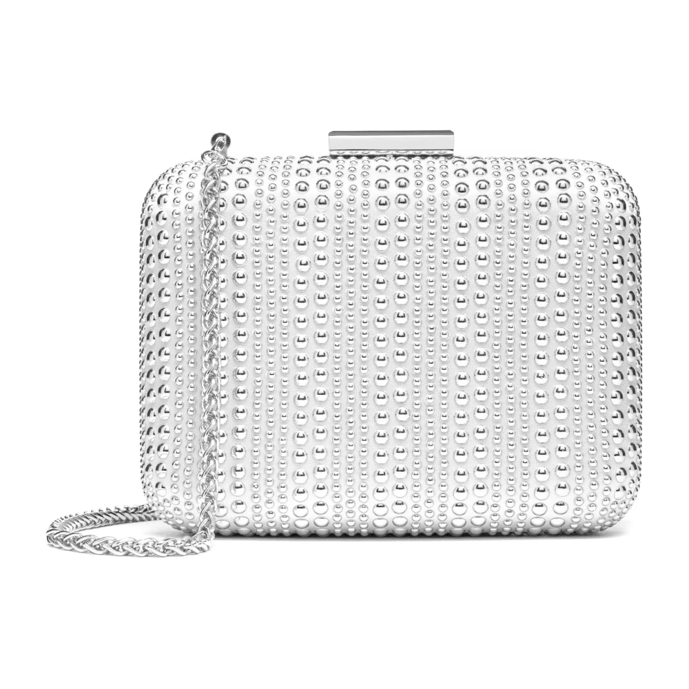 Kazar Elegante Zilveren Rhinestone Clutch Tas Gray Dames