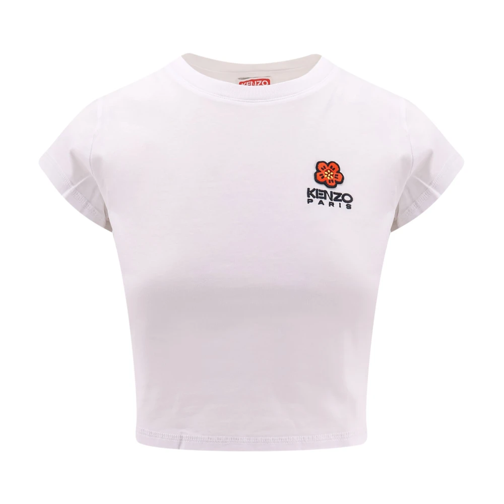 Kenzo Biologisch Katoenen T-shirt met Bloemenpatch White Dames