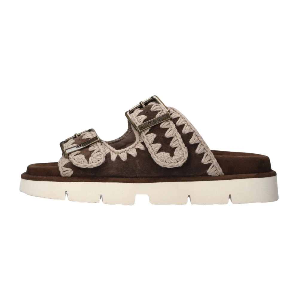 Mou Women's Brown Sliders, 6 Uk, Bio Sandal Two Buckles