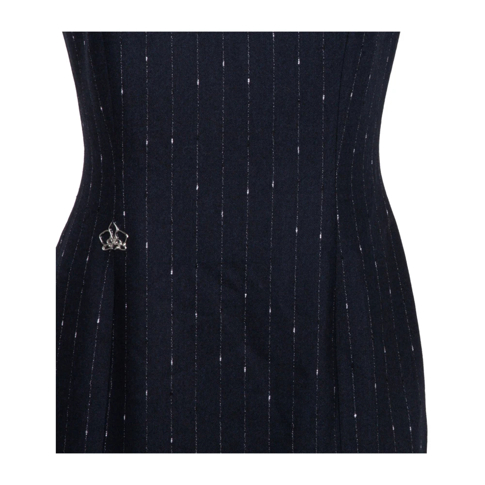 Genny Zwart Pinstripe Mini Jurk Blue Dames