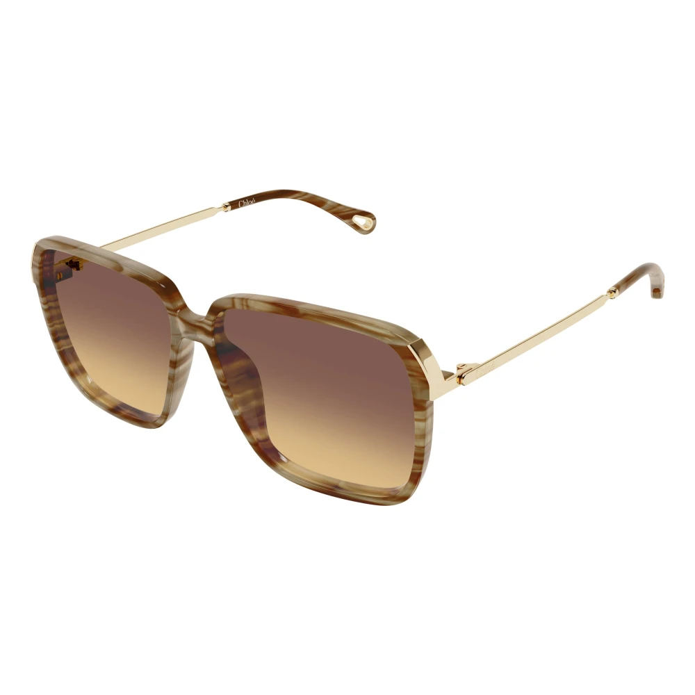 Chloé Brown Woman Ch0405s 004 Sunglasses Acetate Havana Squared Nuanced - Image 3