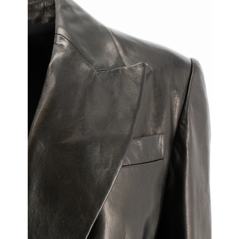 BRUNELLO CUCINELLI Nappa Leren Geborduurde Jas Black Dames